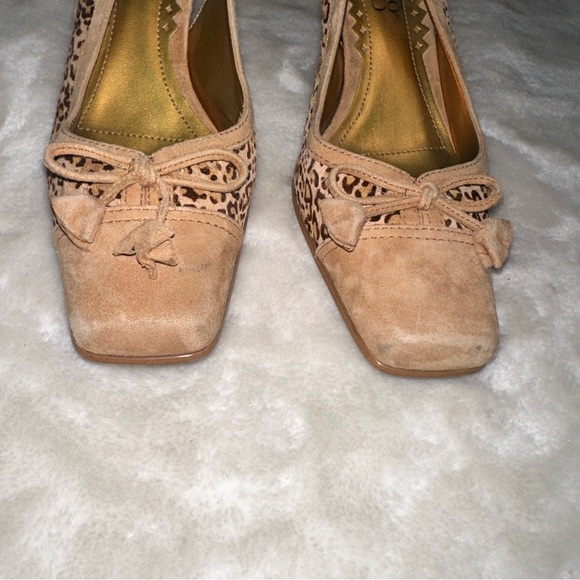 Vintage Franco Sarto Suede & Cow Hair Leopard Kitten Heels Size 6.5 - Picture 6 of 14
